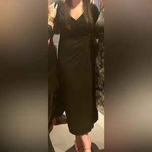 Maggy London flutter sleeve faux wrap dress